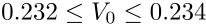 95% confidence limit of V_0:
0.232 <= V_0 <= 0.234