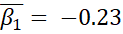 the mean of the beta-one posterior predictive distribution is -0.23